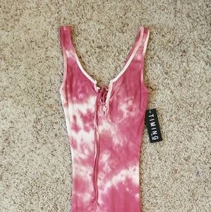 NWT lace up maxi tie dye dress